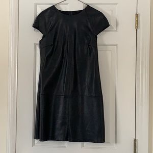 Black leather dress - zipper on sleeves